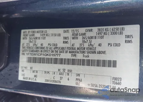 2016 Ford F150 Supercrew from USA, damaged, VIN 1FTEW1CP1GKD15777